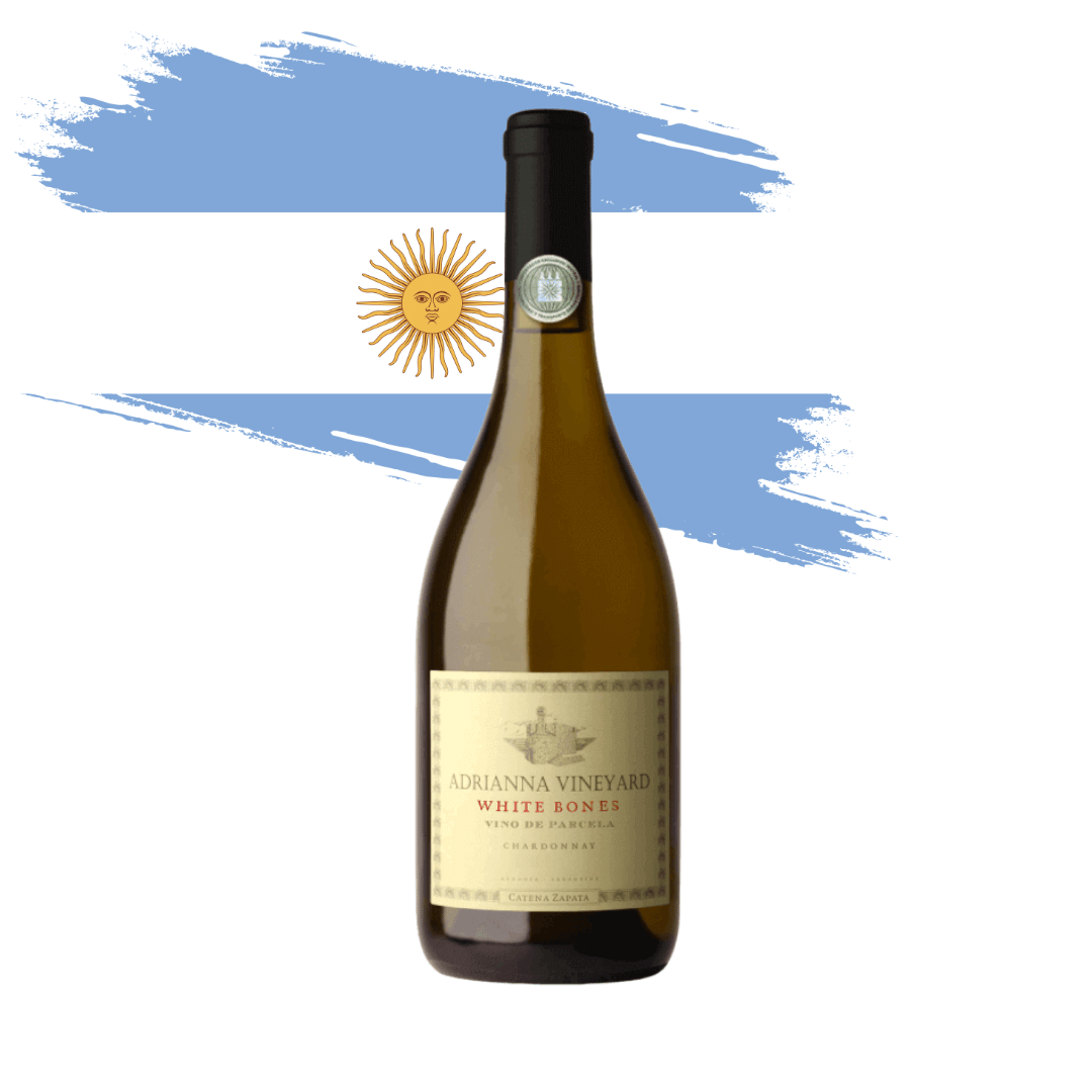 Adrianna Vineyard White Bones Extraordinário Chardonnay, feito pela Catena Zapata no Valle de Uco, Argentina. Vinho branco argentino em nossa loja e delivery para Belo Horizonte BH e Nova Lima.