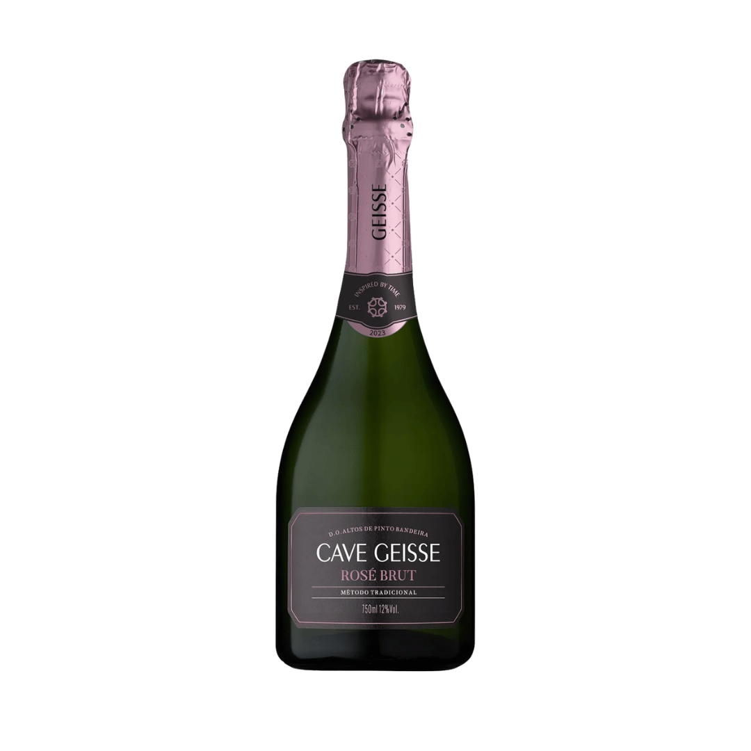 Cave Geisse Rosé Brut 2023. Espumante de Pinto Bandeira, 100% Pinot Noir e método tradicional. Compra online, entrega em BH, Nova Lima e envio nacional.