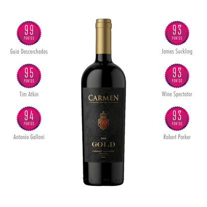 Carmen Gold Reserve Magnífico exemplar elaborado pela Vinã Carmen, no Valle del Maipo - Chile. Vinho tinto chileno em nossa loja e delivery para Belo  Horizonte BH, Nova Lima e Pampulha.