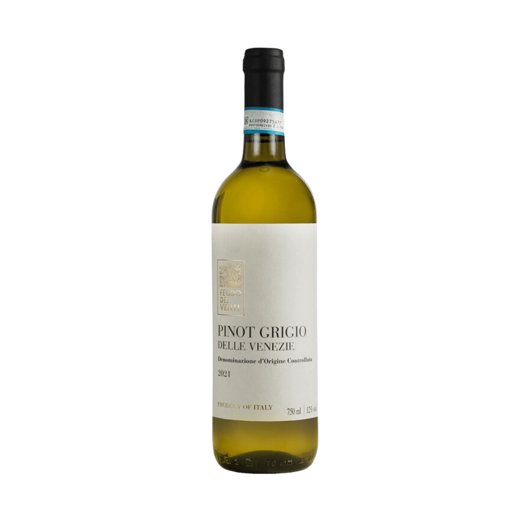 Feudo dei Venti Pinot Grigio Belo pinot grigio elaborado pela Cantine Francesco Minini no Vêneto, Itália. Vinho branco italiano em nossa loja e delivery para Belo Horizonte BH e Nova Lima.