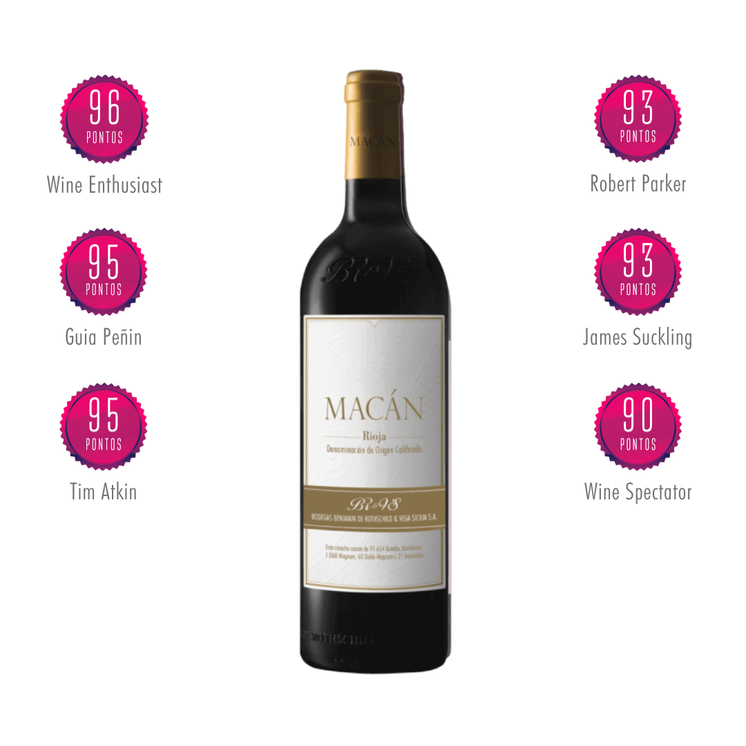 Macán 2017 Grande vinho da Bodega Vega Sicilia e Benjamin de Rothschild, em Rioja - Espanha. Vinho tinto espanhol em nossa loja e delivery para Belo Horizonte BH, Nova Lima e Pampulha.