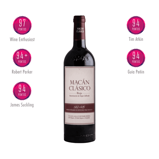 Macan Clasico 2019
Magnífico Macán 2019 por Vega Sicilia e a família Rothschild em Rioja, Espanha. Vinho tinto espanhol em nossa loja e delivery para Belo Horizonte BH, Nova Lima e Pampulha.