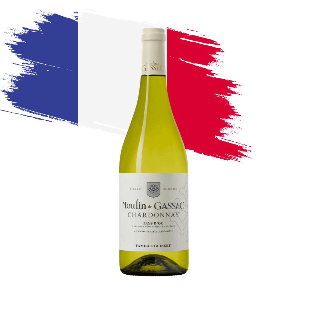 Moulin de Gassac Chardonnay, França, Languedoc Rousillon. Um belo exemplar francês elaborado com a uva chardonnay Vinho branco disponível em nossa loja e delivery para Belo Horizonte BH, Nova Lima e Pampulha.