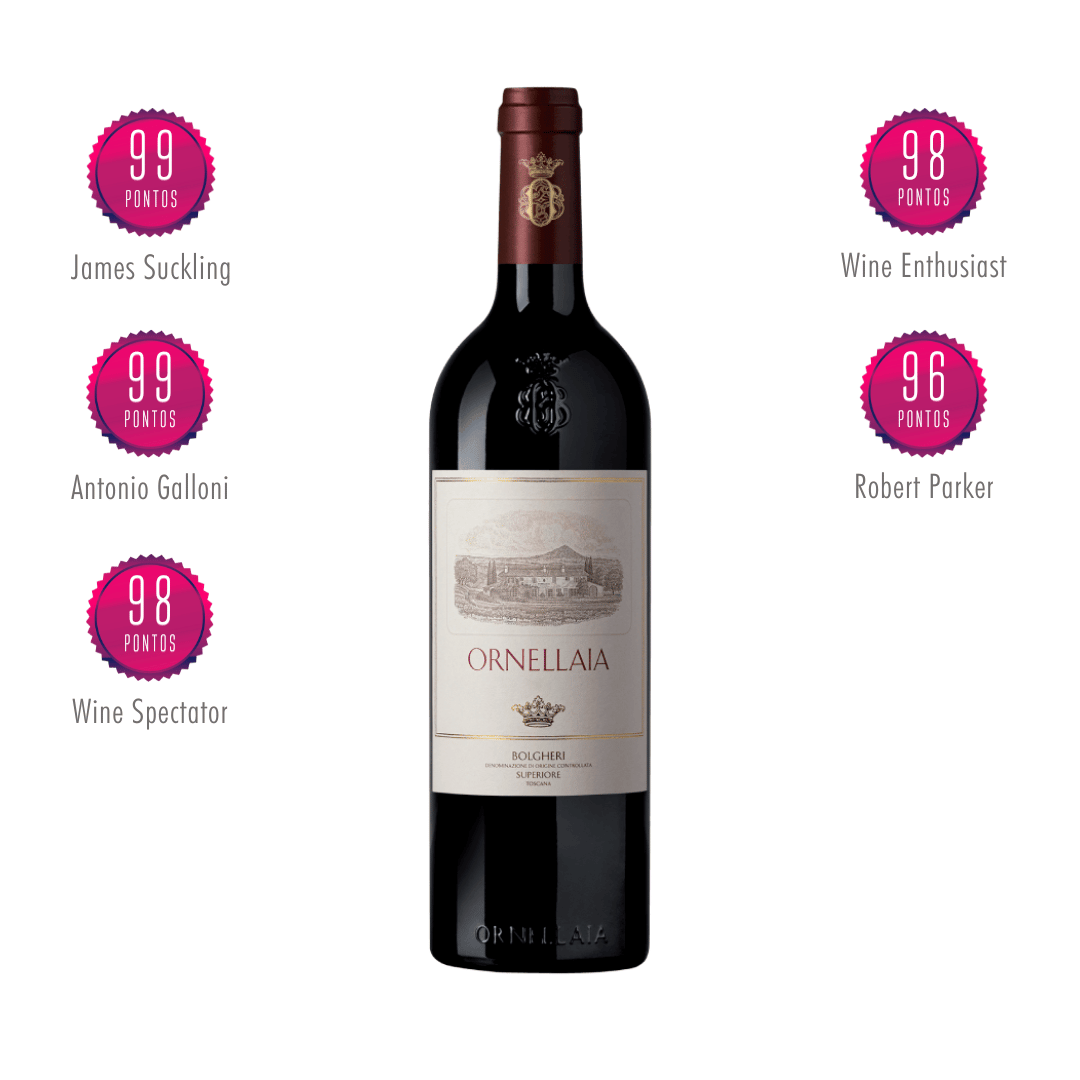 Ornellaia 2021 IGT Toscana Ícone italiano, considerado um super toscana pelos críticos e experts. Vinho tinto italiano em nossa loja e delivery para Belo Horizonte BH, Nova Lima e Pampulha.