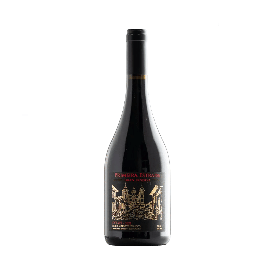 Primeira Estrada Gran Reserva Syrah Vinho tinto brasileiro da Serra da Mantiqueira, Syrah de longa vinificação e grande complexidade. Compra online, entrega em BH, Nova Lima e envio nacional.