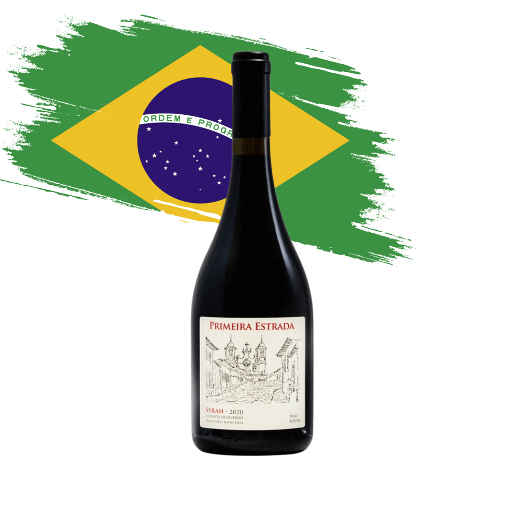 Primeira Estrada Syrah. Belo syrah, ícone da dupla poda elaborado pela Estrada Real em Caldas, Minas Gerais. Vinho tinto mineiro brasileiro em nossa loja e delivery para BH e Nova Lima