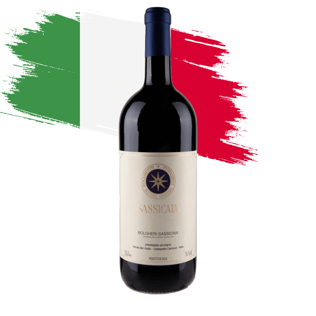 Sassicaia 2021 Magnum IGT Bolgheri Lendário e um dos vinhos mais icônicos do mundo, considerado um Super Toscana. Vinho tinto italiano em nossa loja e delivery para Belo Horizonte BH, Nova Lima e Pampulha.