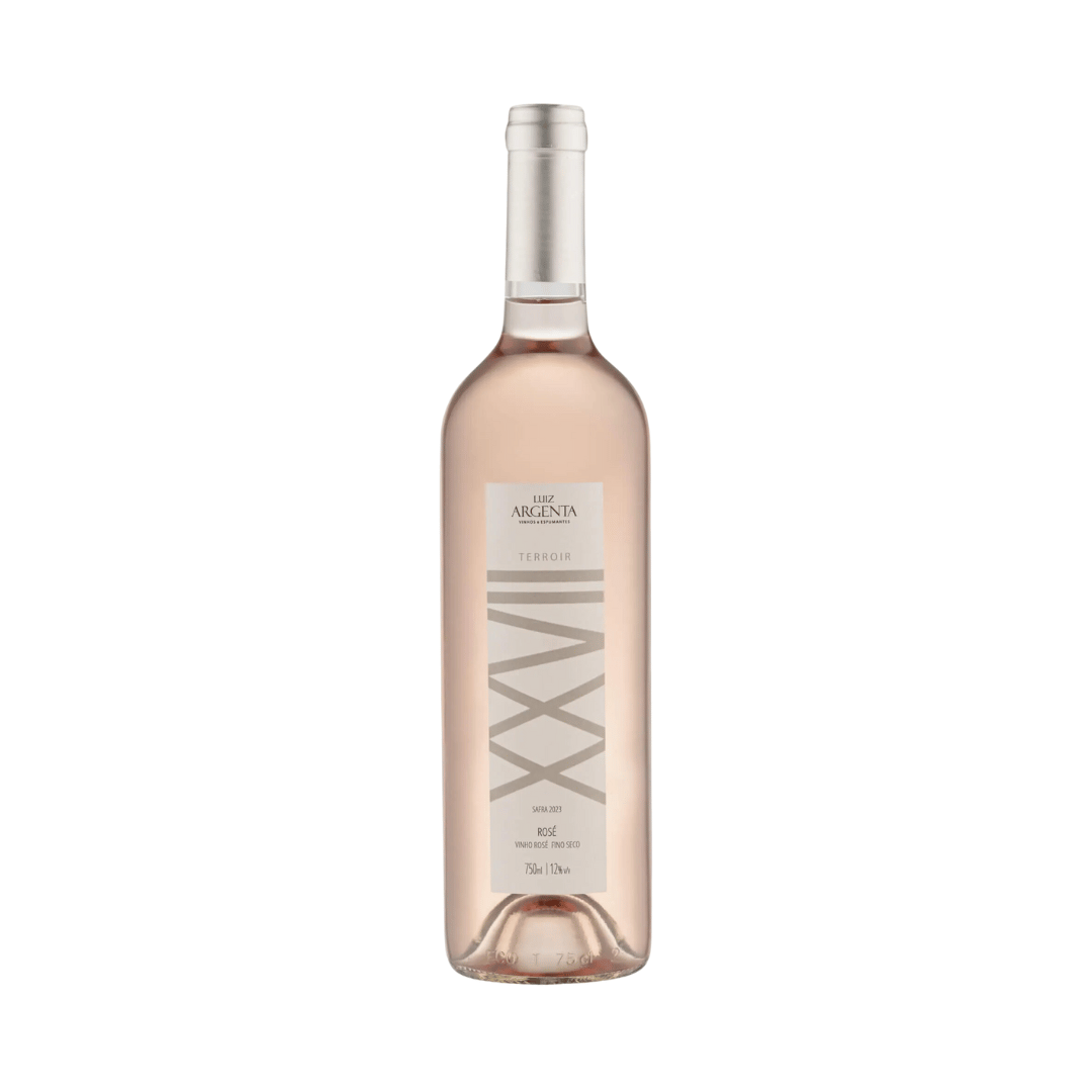 Terroir XXVII Rosé Belo Rosé elaborado pela Luiz Argenta em  Flores da Cunha Rio Grande do Sul RS. Vinho rosé gaúcho disponível em nossa loja e delivery para Belo Horizonte BH, Nova Lima e Pampulha